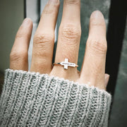 925 Sterling Silver Personalized Bible Verse Ring Silver Cross Ring