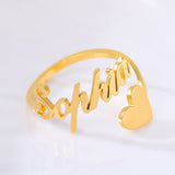 925 Sterling Silver Personalized Script Letters Name Ring with Heart