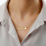 925 Sterling Silver Custom Name Necklace with Heart Adjustable Chain