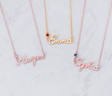 925 Sterling Silver Personalized Name Necklace with Birthstone Gift for Mom Gift for Her