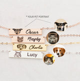 925 Sterling Silver Pet Portrait Necklace by Caitlyn Minimalist Cat Lover Jewelry Pet Memorial Gift