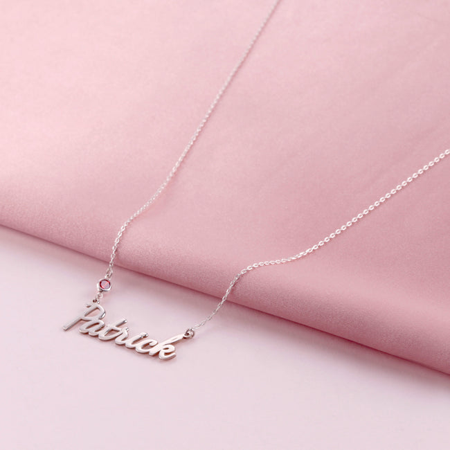 925 Sterling Silver Personalized Name Necklace with Birthstone Gift for Mom Gift for Her