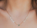 925 Sterling Silver Custom Two Name Necklace With Heart Adjustable Chain 16"-20"