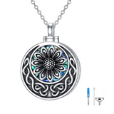 925 Sterling Silver Sunflower Daisy Urn Necklace Keepsake Ashes Cremation Hair Memorial Jewelry