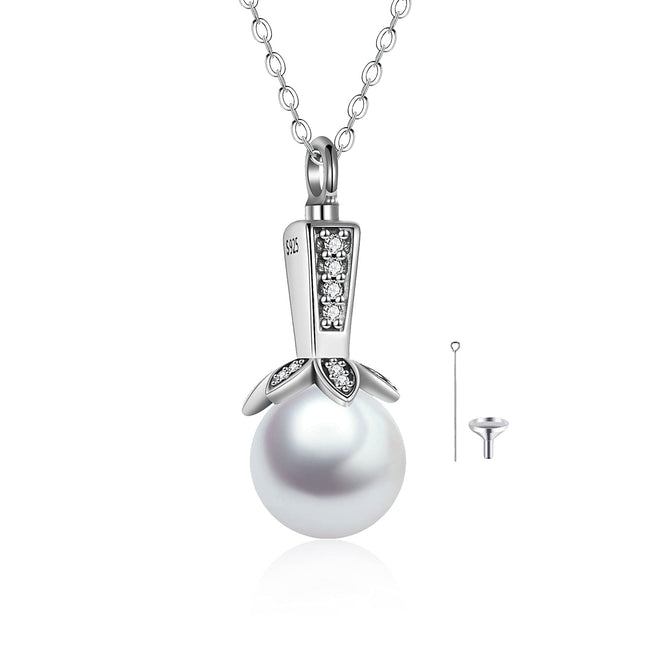 Pearl Urn Necklace for Ashes Sterling Sliver Cremation Jewelry for Ashes Memory Keepsake Necklace Ashes Necklace for Women her