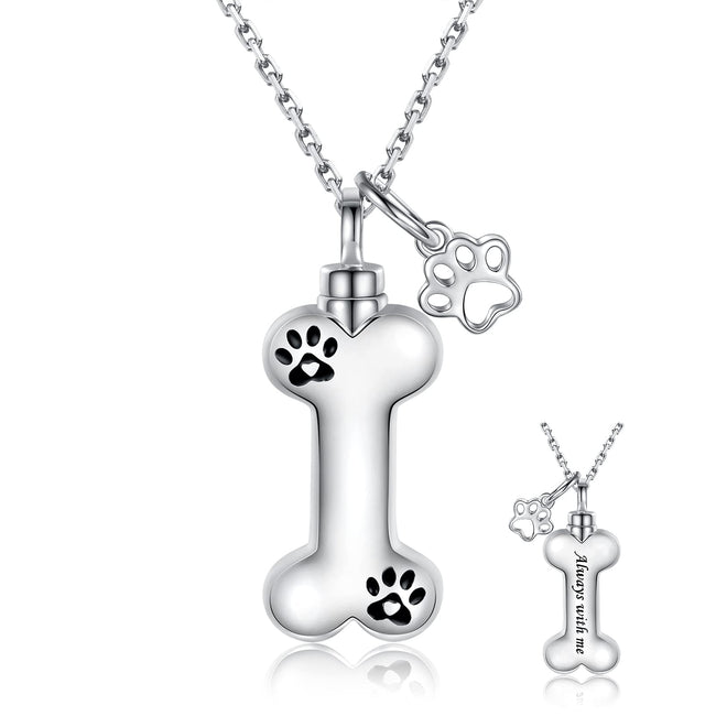 Dog Cremation Jewelry for Ashes, 925 Sterling Silver Urn Necklace for Women, Pet ashes/ hair Keepsake Locket Pendant