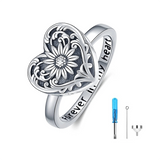 Sunflower Locket Urn Ring Holds Loved Ones Ashes Sterling Silver Locket Band Keepsake Memorial Jewelry Cremation Rings for Women