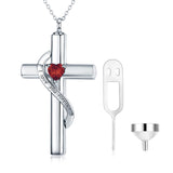 Cross Ashes Urn Necklace, Sterling Silver Urn Necklace Cremation Jewelry for Women