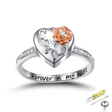 925 Sterling Silver Rose Flower Urn Ring Hold Loved Ones Ashes Forever In My Heart Keepsake Memorial Jewelry Cremation Rings for women
