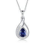 Teardrop Urn Necklace for Ashes - 925 Sterling Silver Blue Cremation Pendant Memorial Keepake Funeral Necklace Jewelry Gifts for Women Wife Mother
