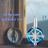 Compass Urn Necklace for Ashes 925 Sterling Silver Crystal Compass Cremation Necklace Memorial Keepsake Jewelry for Women Men