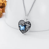 Butterfly Cremation Necklace Sterling Silver Crystal Urn Necklace for Ashes Flower Locket Necklace