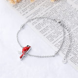 Red Cardinal Cremation Jewelry 925 Sterling Silver Urn Bracelet Ashes Keepsake Hair Memorial Link Chain Always in My Heart Locket for Women