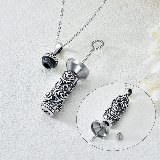 Sunflower Urn Necklace for Ashes for Women/Men Sterling Silver Rose Flower Cremation Jewelry for Ashes w/Funnel Filler Memorial Jewelry Gifts Ashes Necklace