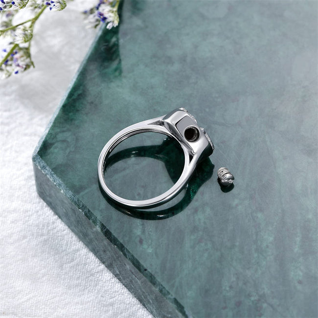 Hummingbird Flower Cremation Urn Ring for Human Ashes 925 Sterling Silver Heart Keepsake Memorial Locket Holder Jewelry for Women
