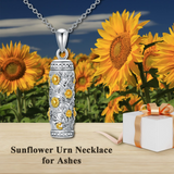 Sunflower Urn Necklace for Ashes for Women/Men Sterling Silver Rose Flower Cremation Jewelry for Ashes w/Funnel Filler Memorial Jewelry Gifts Ashes Necklace