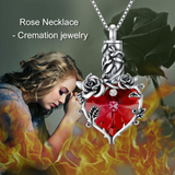 Rose Cremation Jewelry for Ashes Urn Necklace with Heart Crystal Rose Flower 925 Sterling Silver Ashes Pendant Necklaces for Women Men Memorial Gift