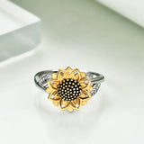 Sunflower Urn Rings for Ashes for Women Gold Plated Sterling Silver Sunflower Cremation Jewelry for Ashes