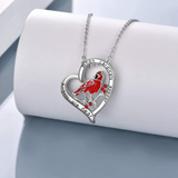 Cardinal Urn Necklace Gifts for Women Sterling Silver Red Cardinal Pendant Jewelry for Girls Wife