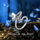 Butterfly Cremation Ring for Ashes 925 Sterling Silver Urn Open Ring Jewelry Keepsake Memorial Pendant Always in My Heart Locket for Women Mom