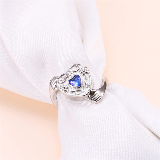 Hug Urn Ring, Urn Ring for Ashes 925 Sterling Silver Cremation Jewelry For Women