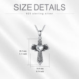 Cremation Jewelry for Ashes for Women/Men 925 Sterling Silver Wings Cross Urn Necklaces for Ashes with Heart Crystal Oxidized Ash Holder Necklace