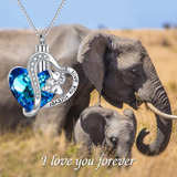 Crystal Elephant Urn Necklaces for Ashes Sterling Silver Cremation Jewelry Urns for Human Ashes Necklace with Funnel Filler Kit