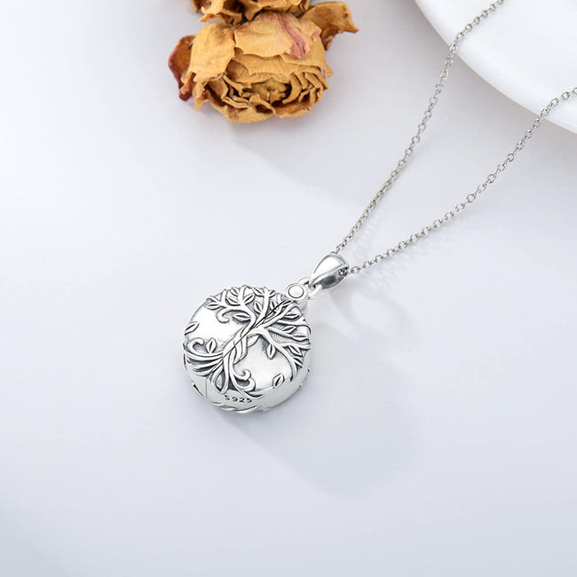 Sterling Silver Tree of Life Urn/Lockets Necklace for Ashes Always in My Heart Pendant Cremation Jewelry for Ashes of Loved Ones Keepsake