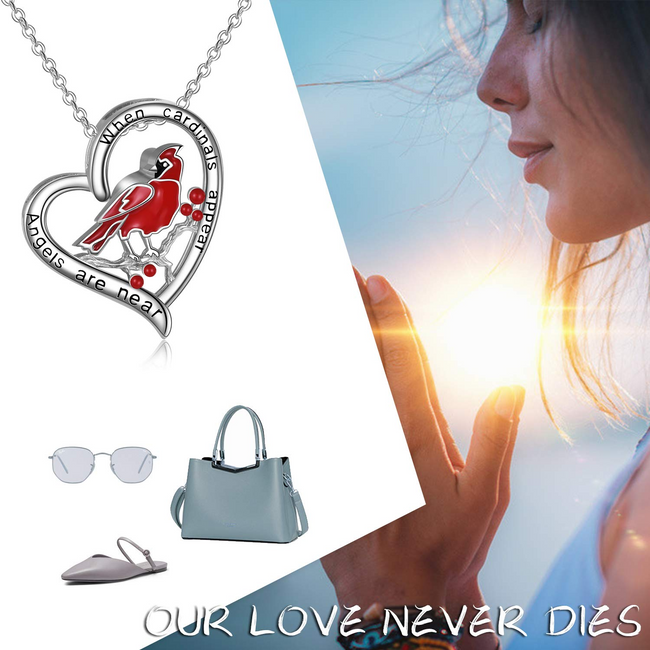 Cardinal Urn Necklace Gifts for Women Sterling Silver Red Cardinal Pendant Jewelry for Girls Wife
