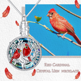 Red Cardinal Urn Necklace Northern Cardinal Gift For Women Audubon Birds 925 Sterling Silver Jewelry for Women