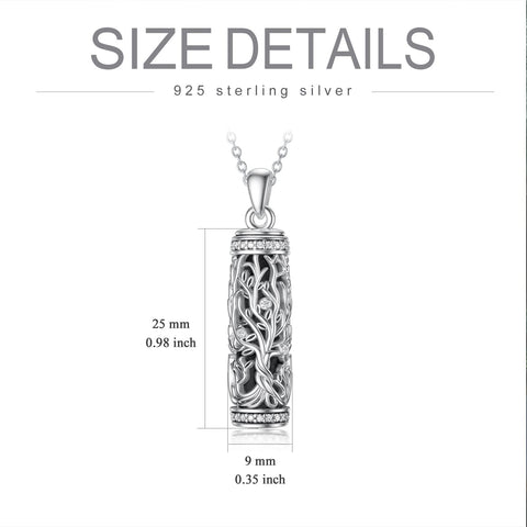Collar de urna de árbol de la vida Collar de urna de plata esterlina S925 Collar de ceniza para humanos