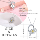 Sterling Silver Sunflower Heart-shaped Urn With Oxidized Pendant Necklace For Women