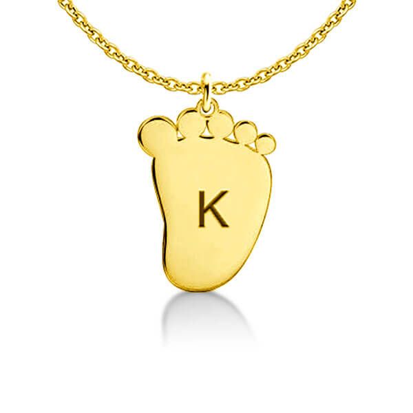 ENGRAVED BABY FEET NECKLACE 14K GOLD PLATED SILVER